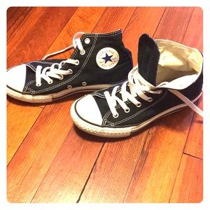 Black converse high tops Boys sz 3 fits women's 6